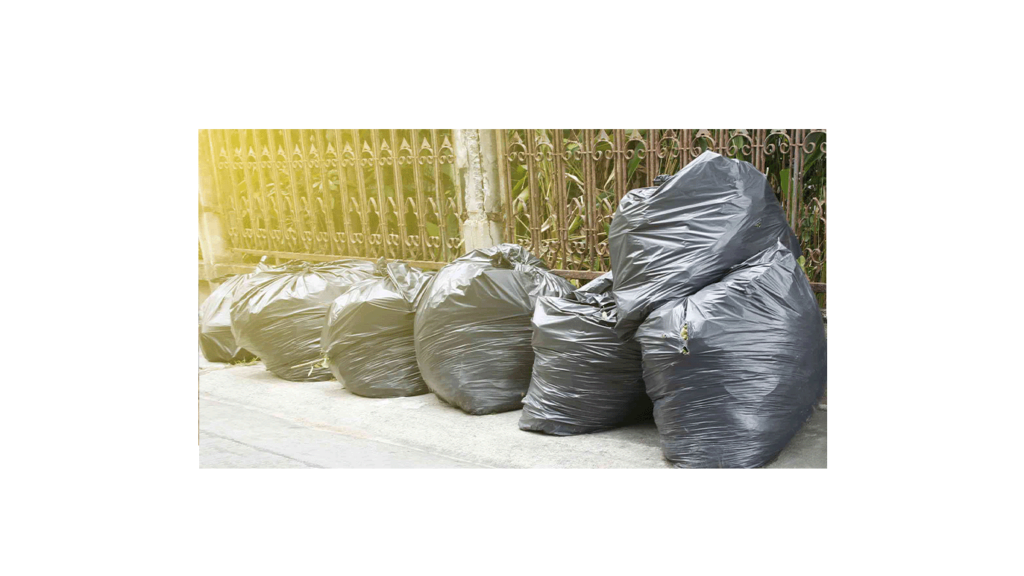 Bagged household waste ready for collection